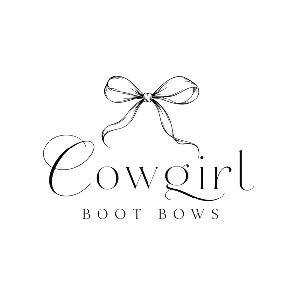 Logo for Cowgirl Boot Bows featuring a bow design on a white background